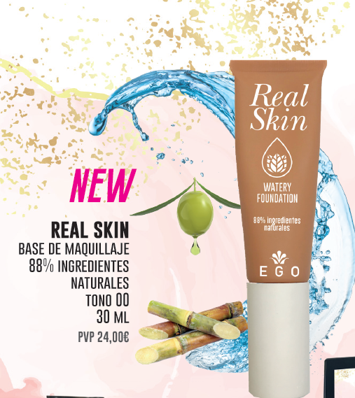 Real Skin Base de maquillaje 88% ingredientes naturales textura ligera